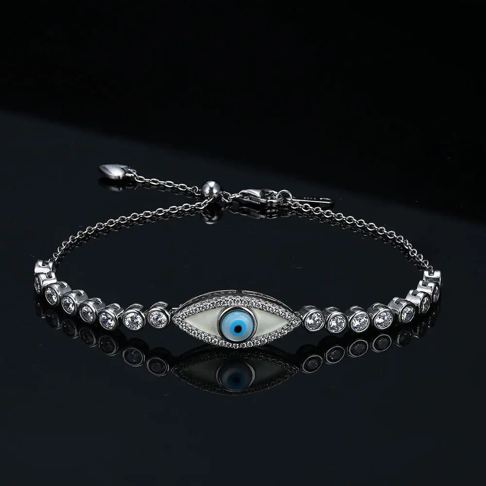 Devil's Eye S925 Sterling Silver Bracelet with Zircon