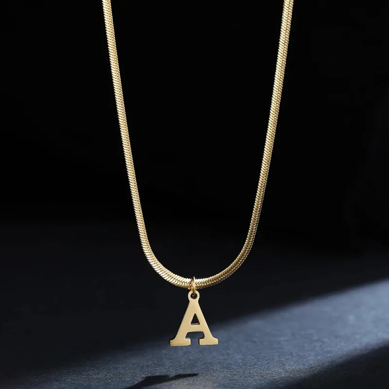 Trendy 26-Letter snake chain necklace