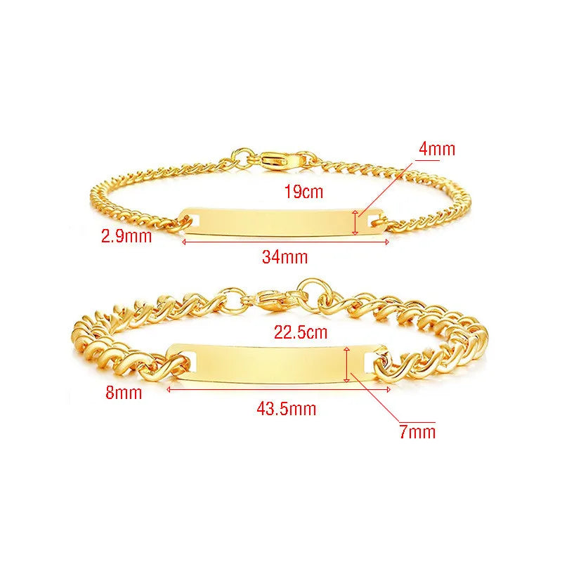 Stainless Steel Couple Cuban Bracelet