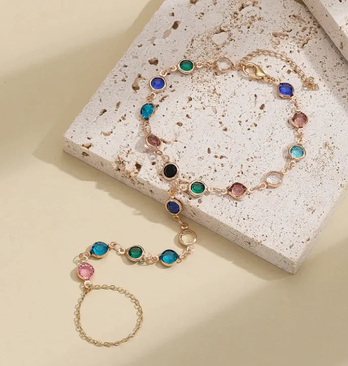 Colorful Crystal Charm Chain Bracelet