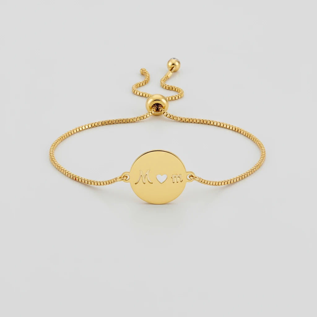 18K Gold Plated Mom Circle Pendant Bracelet (One Piece)