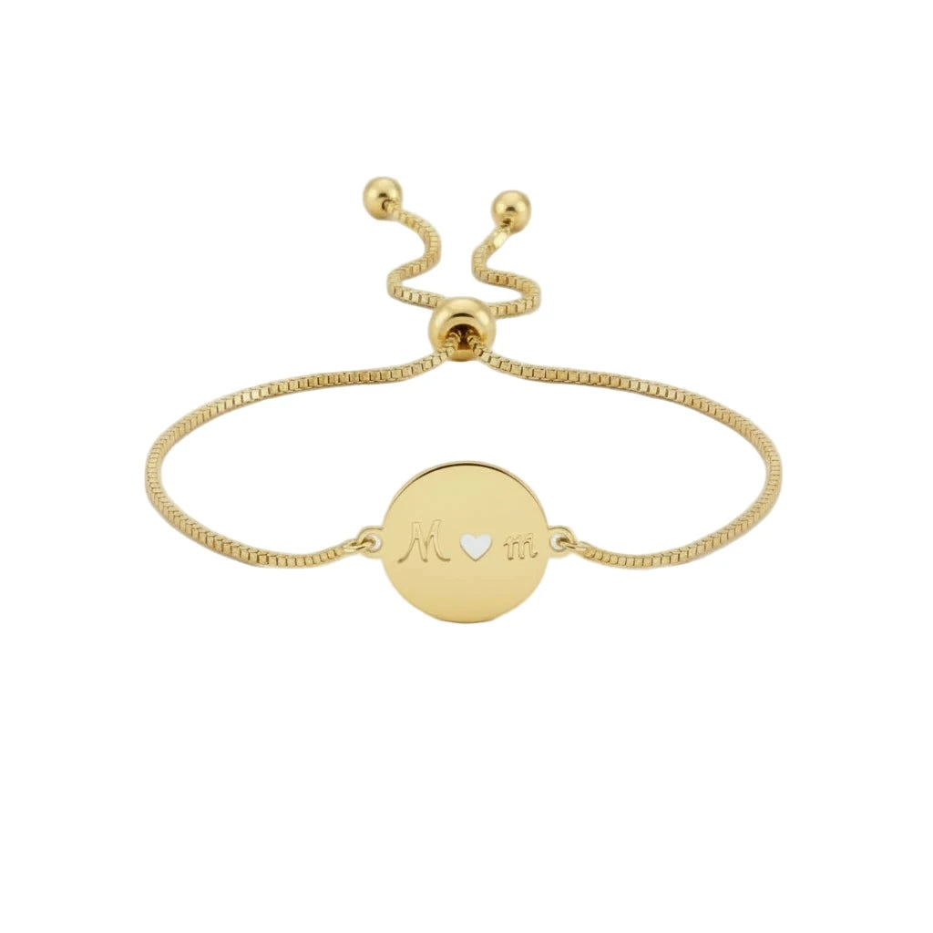 Gold-Plated Circle “Mom” Bracelet – Timeless Gift for Her