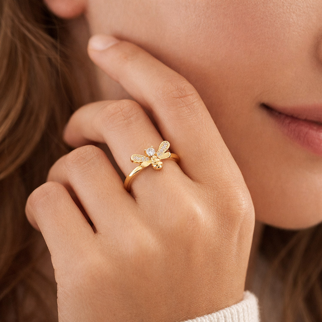 Golden Bee Spark Ring