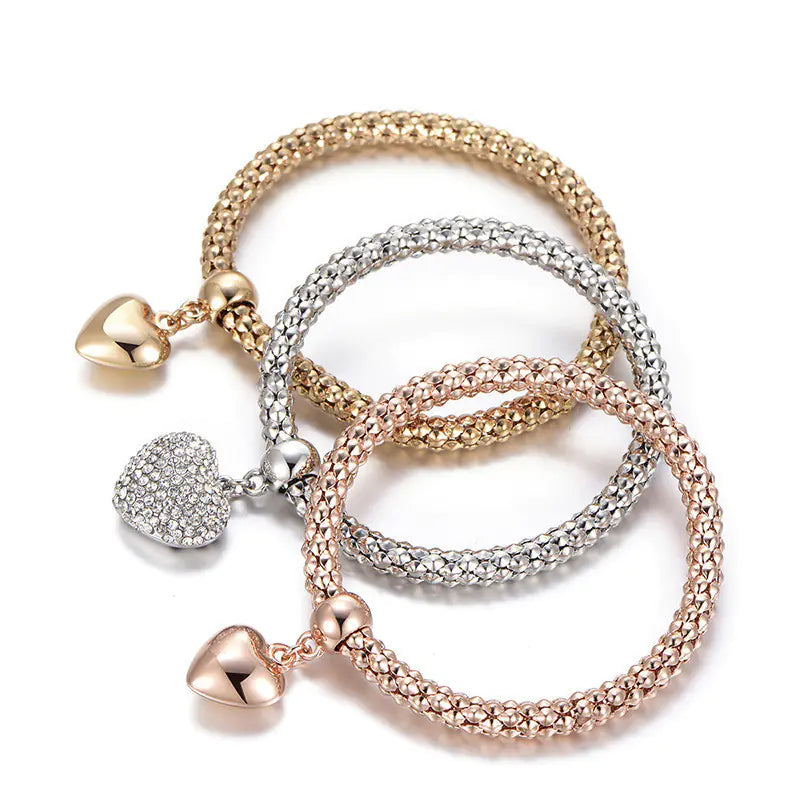 Heart Charm Bracelet (Set of Three)