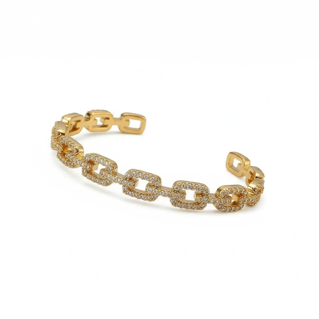 Gold Electroplated Zircon Luxury Bracelet