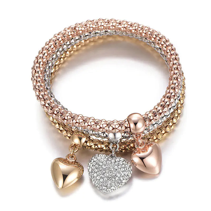 Heart Charm Bracelet (Set of Three)