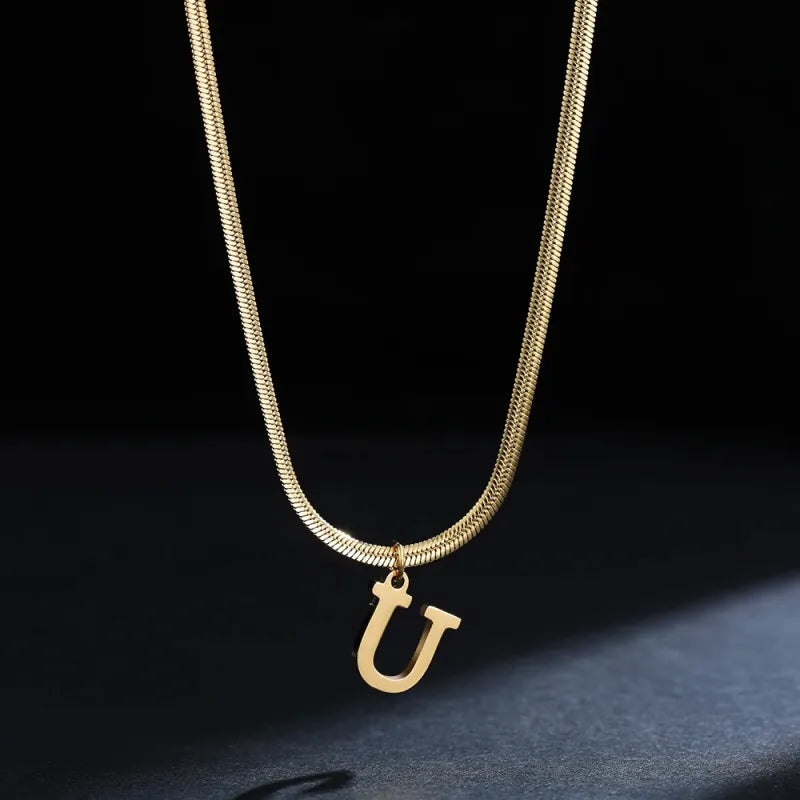Trendy 26-Letter snake chain necklace