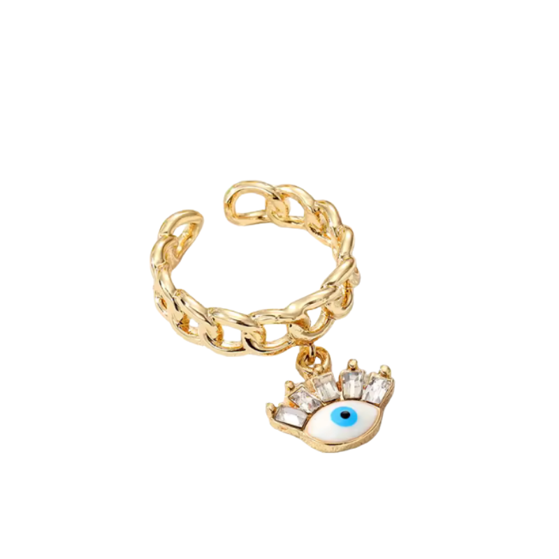 Devil's Eye Hollow Ring with Inlaid Zircon Bracelet