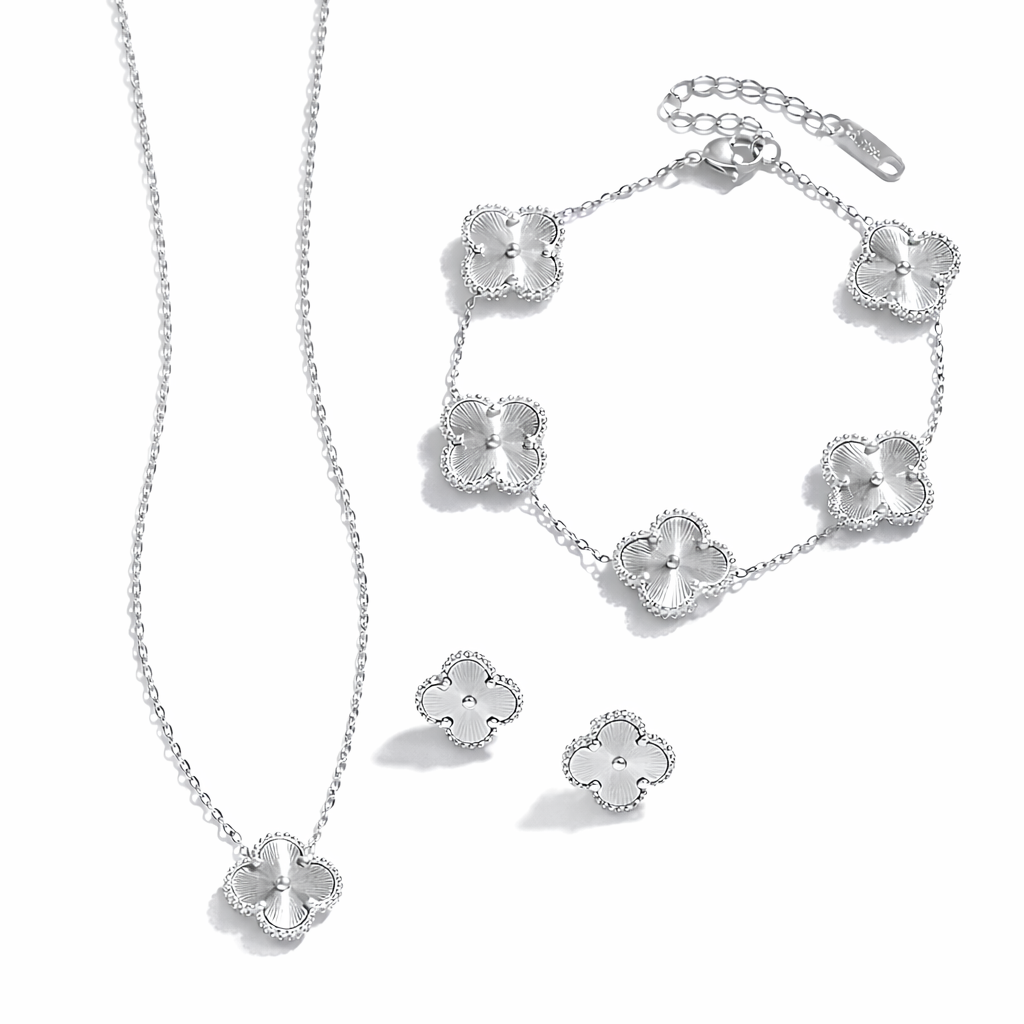 Modern Four-Leaf Clover Jewelry Set