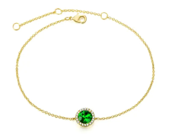 Diamond-Studded Bracelet, Moonstone, Gold-Plated Bracelet