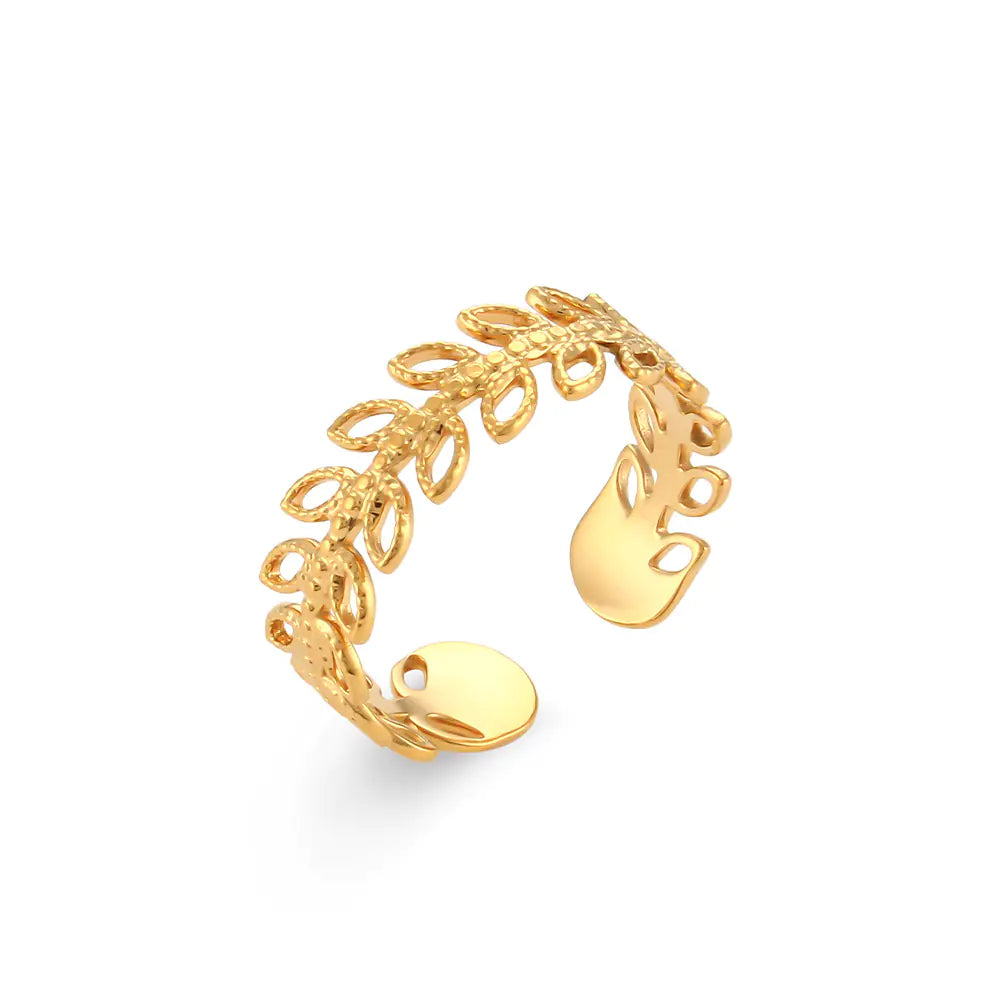 Light Luxury Gold Hollow Stainless Steel Ring Design