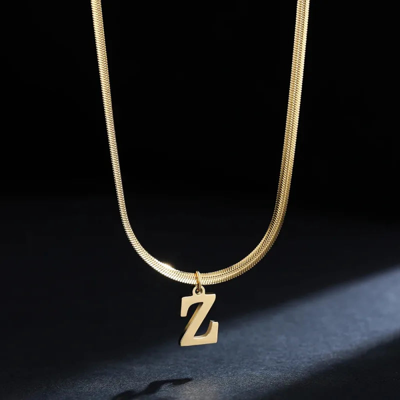 Trendy 26-Letter snake chain necklace