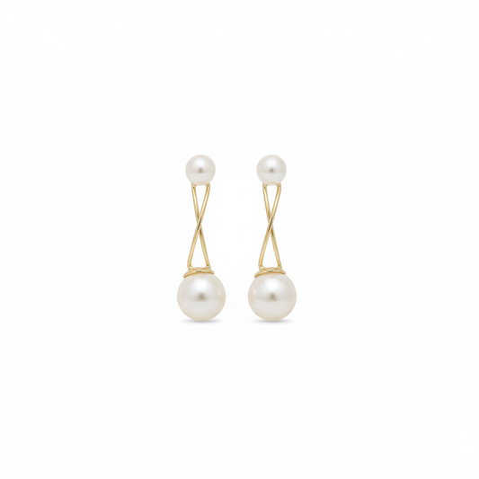Pearl Drop Gold Earrings