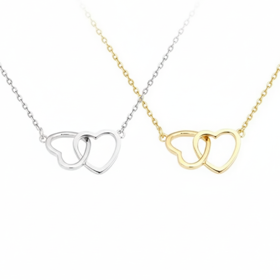 Twin Peach Heart Necklace