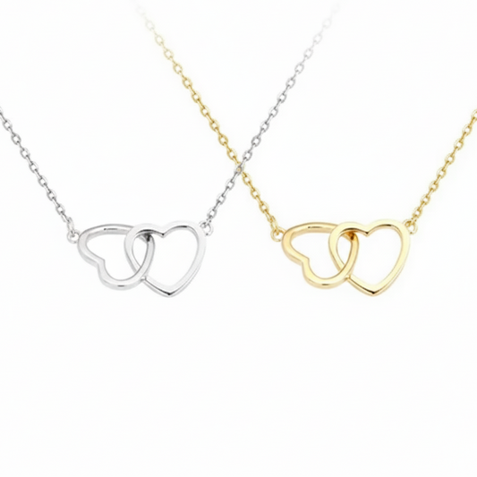 Twin Peach Heart Necklace