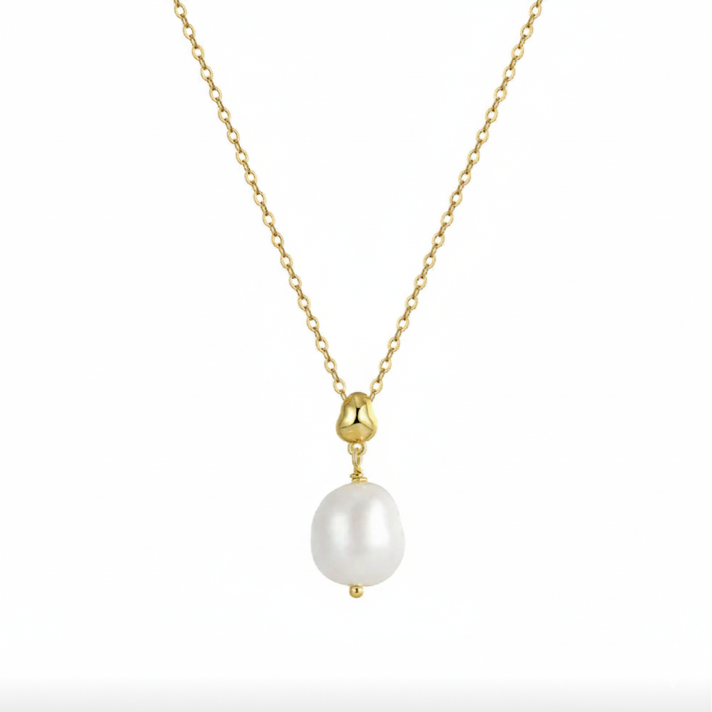 Pearl Drop Silver Necklace