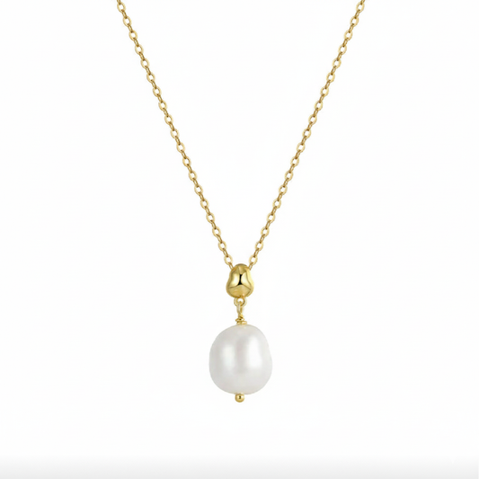 Pearl Drop Silver Necklace