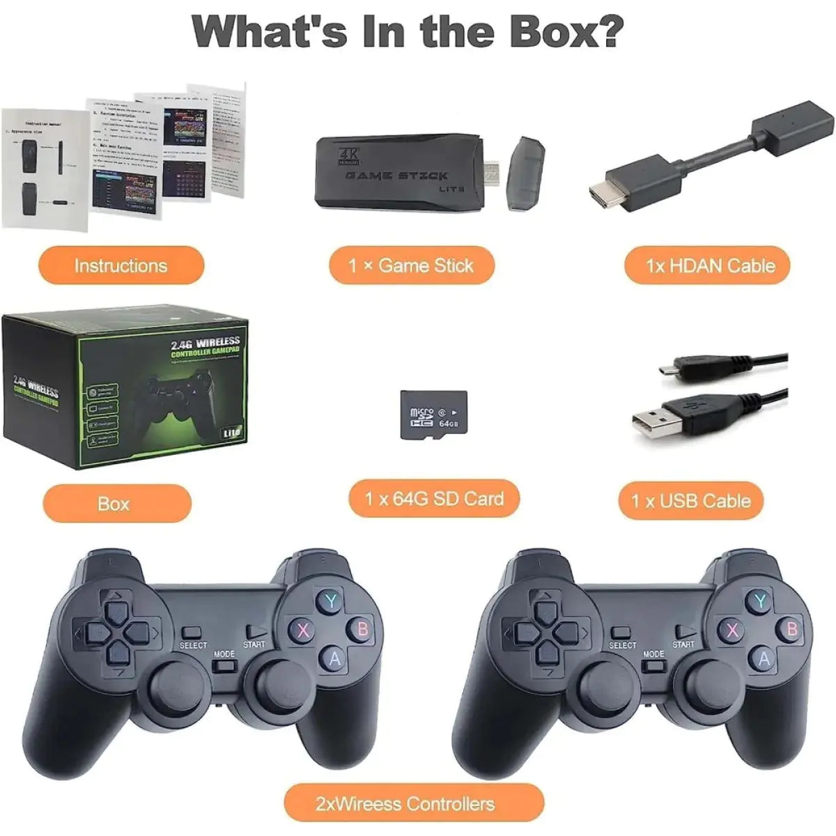 M8 Mini Game Console – Wireless, 64G SD