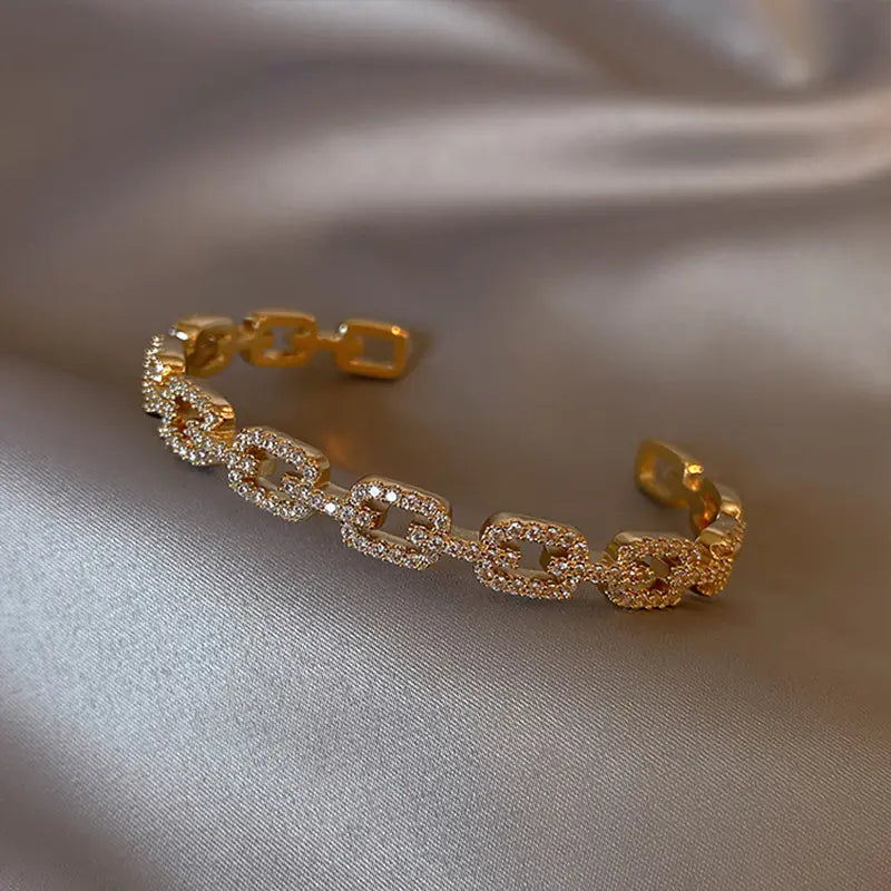 Gold Electroplated Zircon Luxury Bracelet