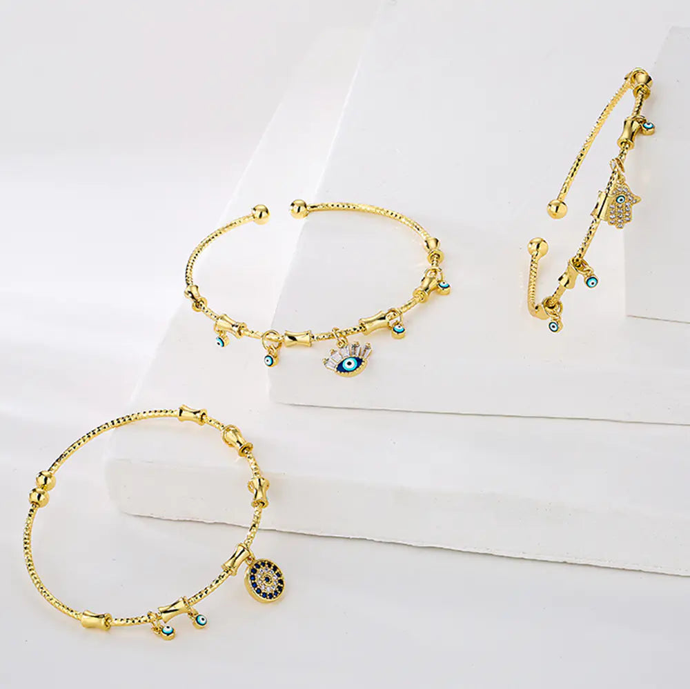 Gold Zircon Demon Eye Thin Palm Bracelet