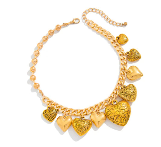 Timeless Heart Charm Necklace and Bracelet