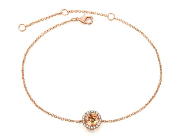 Diamond-Studded Bracelet, Moonstone, Gold-Plated Bracelet