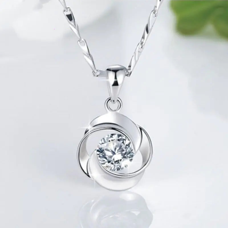 Rose Necklace for Women with Zircon Pendant