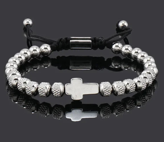 Steel Cross Adjustable Bracelet