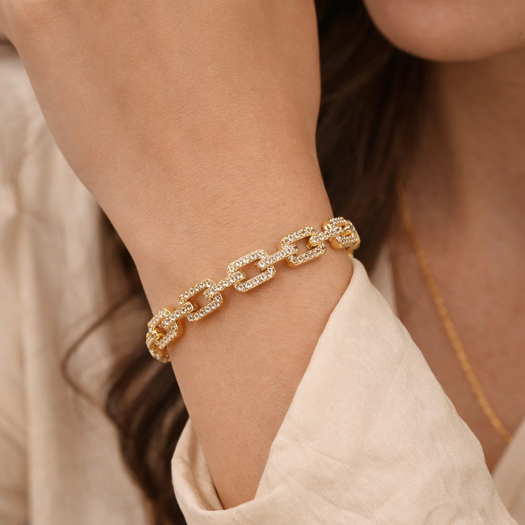 Gold Zircon Chain Bracelet