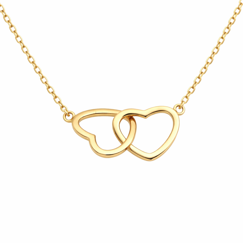 Twin Peach Heart Necklace