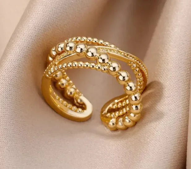 Stainless Steel Geometric Concave Convex Wide Face Ring (Unisex)