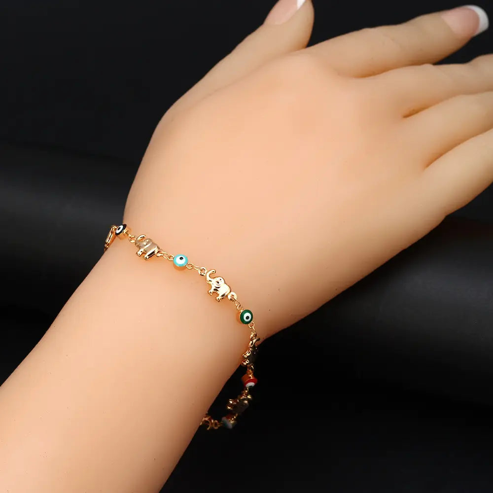 Elephant Evil Eye Blue Bracelet
