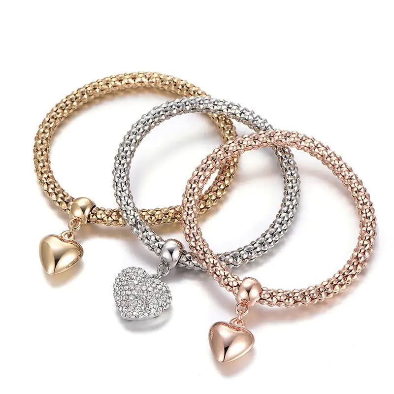 Heart Charm Bracelet (Set of Three)