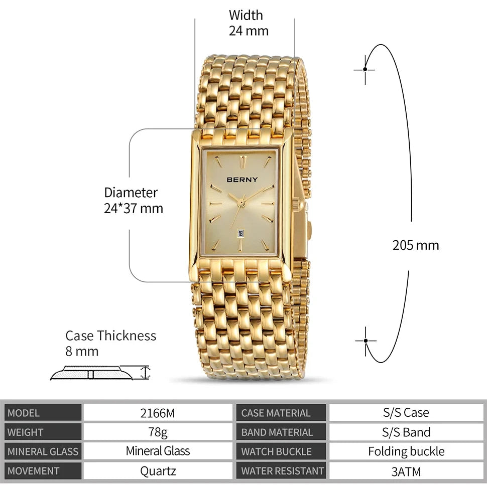 Ultra-Thin Rectangular Quartz Watch