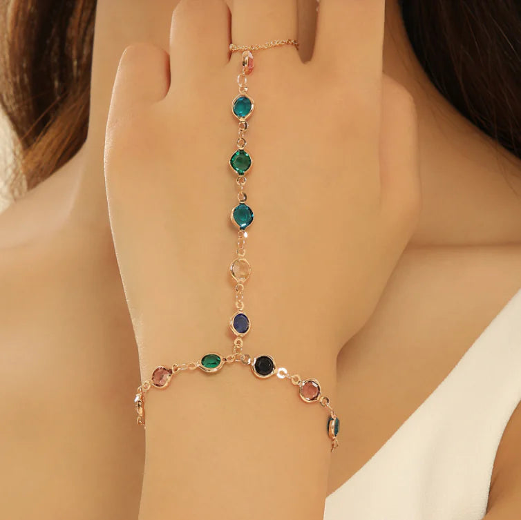 Colorful Crystal Charm Chain Bracelet
