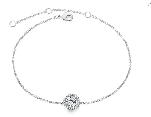 Diamond-Studded Bracelet, Moonstone, Gold-Plated Bracelet