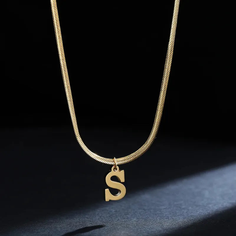 Trendy 26-Letter snake chain necklace