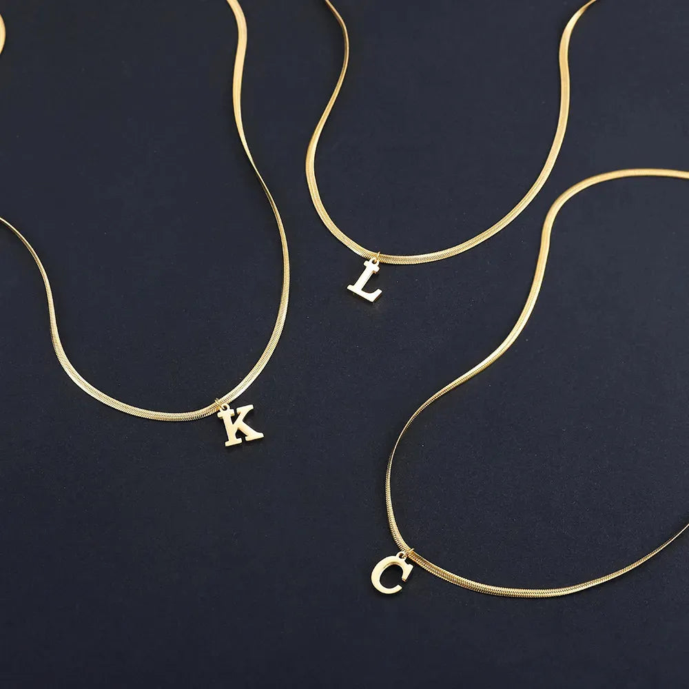 Trendy 26-Letter snake chain necklace