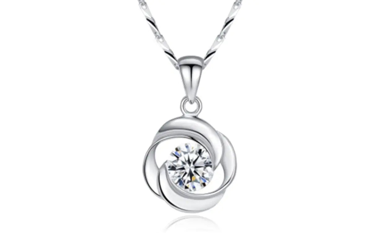 Rose Necklace for Women with Zircon Pendant