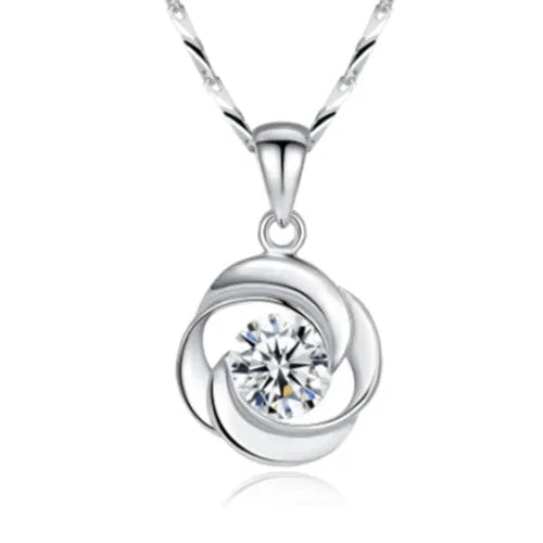 Rose Necklace for Women with Zircon Pendant