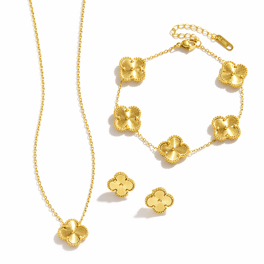 Modern Four-Leaf Clover Jewelry Set