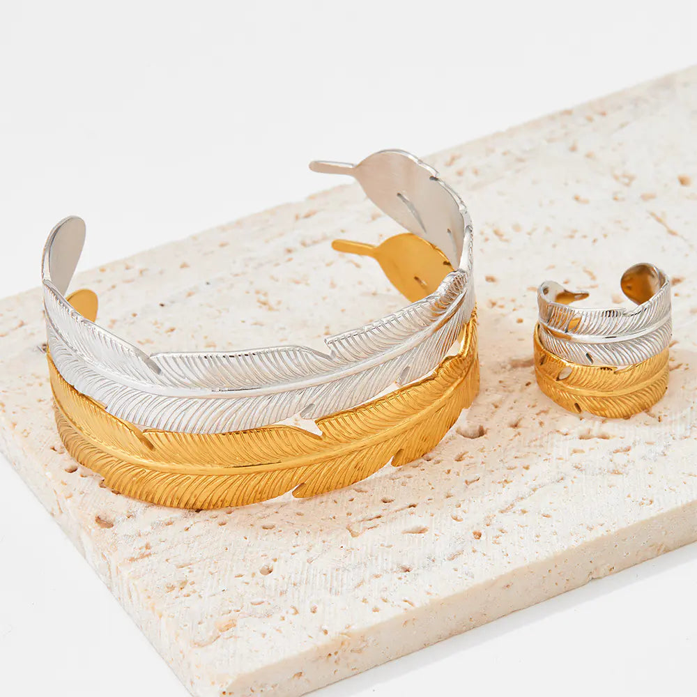 Feather Bracelet & Ring Set